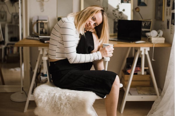 Woman sat on chair