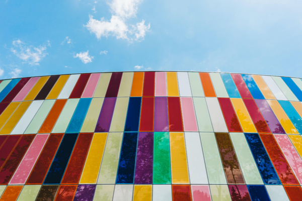 A wall full of different coloured squares