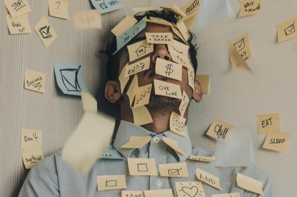 Man covered in sticky notes