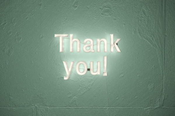 Thank You! glowing writing