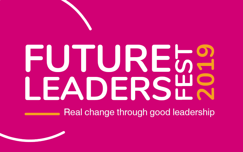 Future Leaders Festival logo on a pink background