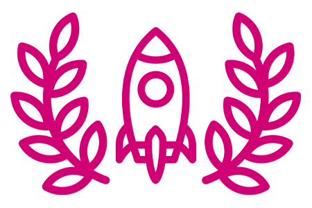 icon showing a laurel wreath around a rocket